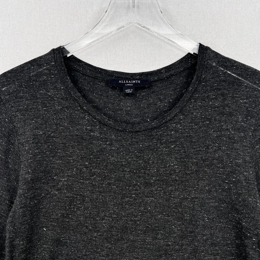 ALLSAINTS Esme Shimmers Tee Womens Large Charcoal Gray Silver Long Sleeve Crew - Picture 6 of 15